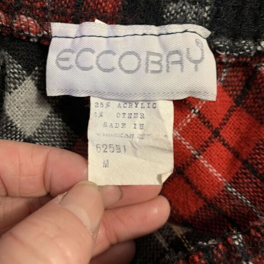 VTG Preppy Wool Skater Plaid Skirt Christmas Red Academia Eccobay Medium - Picture 4 of 6